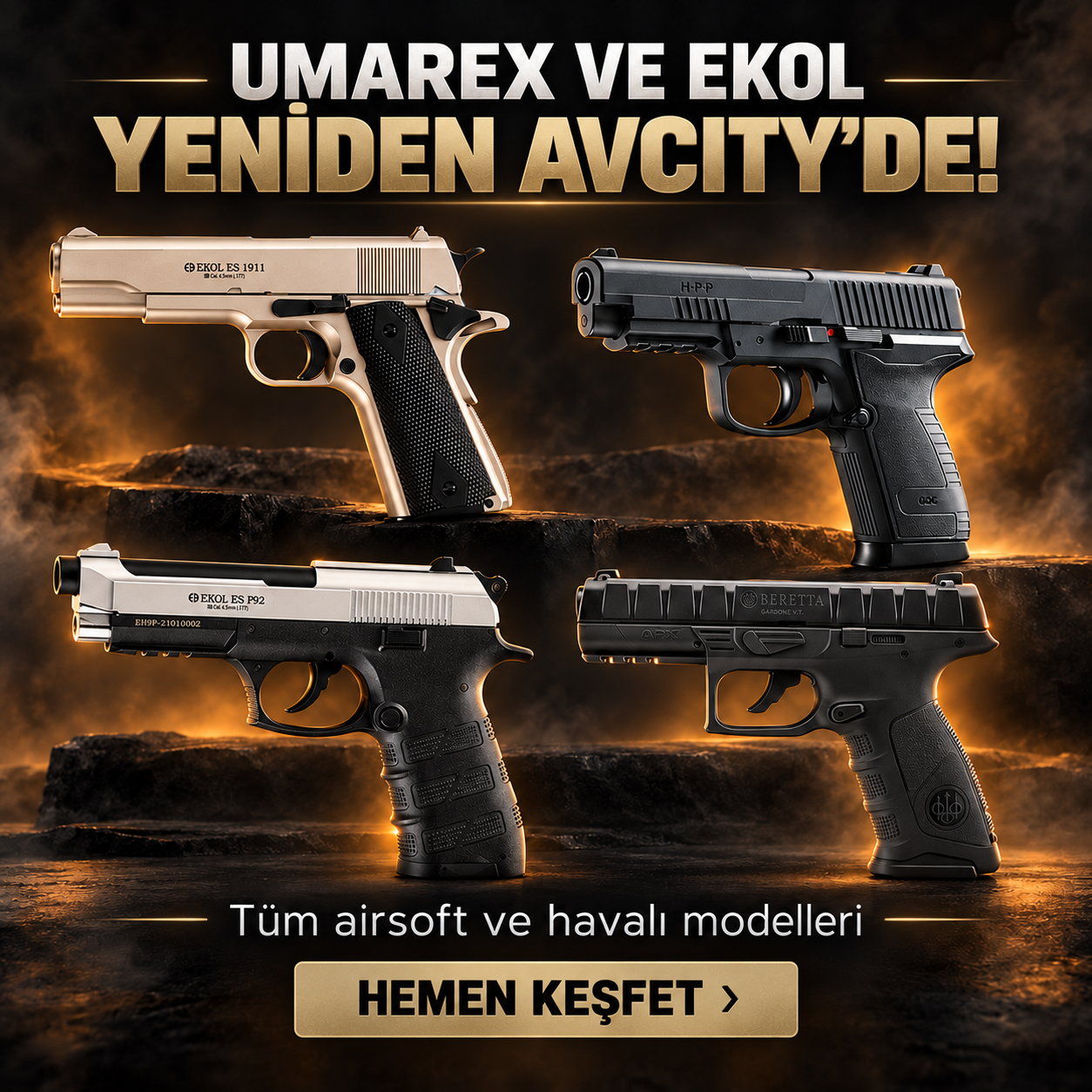uamrex ve ekol airsoft/havalı modelleri stoklarda